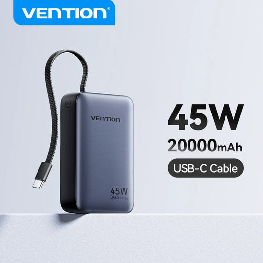 Vention 45W 20000mAh Power Bank – PD & QC Fast Charging