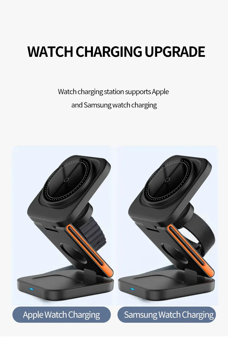 3-in-1 Foldable Magnetic Wireless Charging Station – iPhone, Watch & AirPods