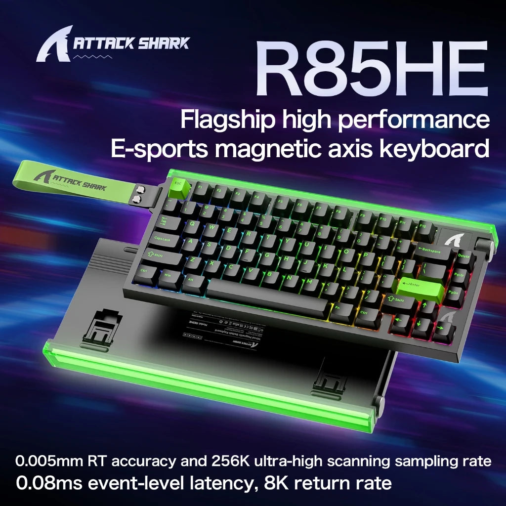 ATTACK SHARK R85HE Magnetic Axis Gaming Wire Keyboard 8KHz Rate 0.005mm RT Precision Adjustable 5 Layer Soundproof Filling RGB