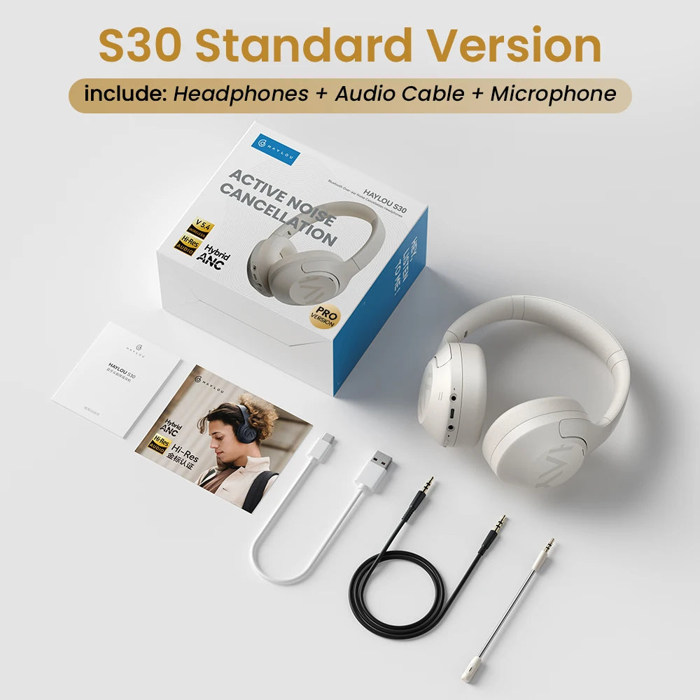 HAYLOU S30 ANC Over-Ear Headphones – 43dB Adaptive ANC, LDAC Hi-Res, 80Hr Battery, Memory Foam