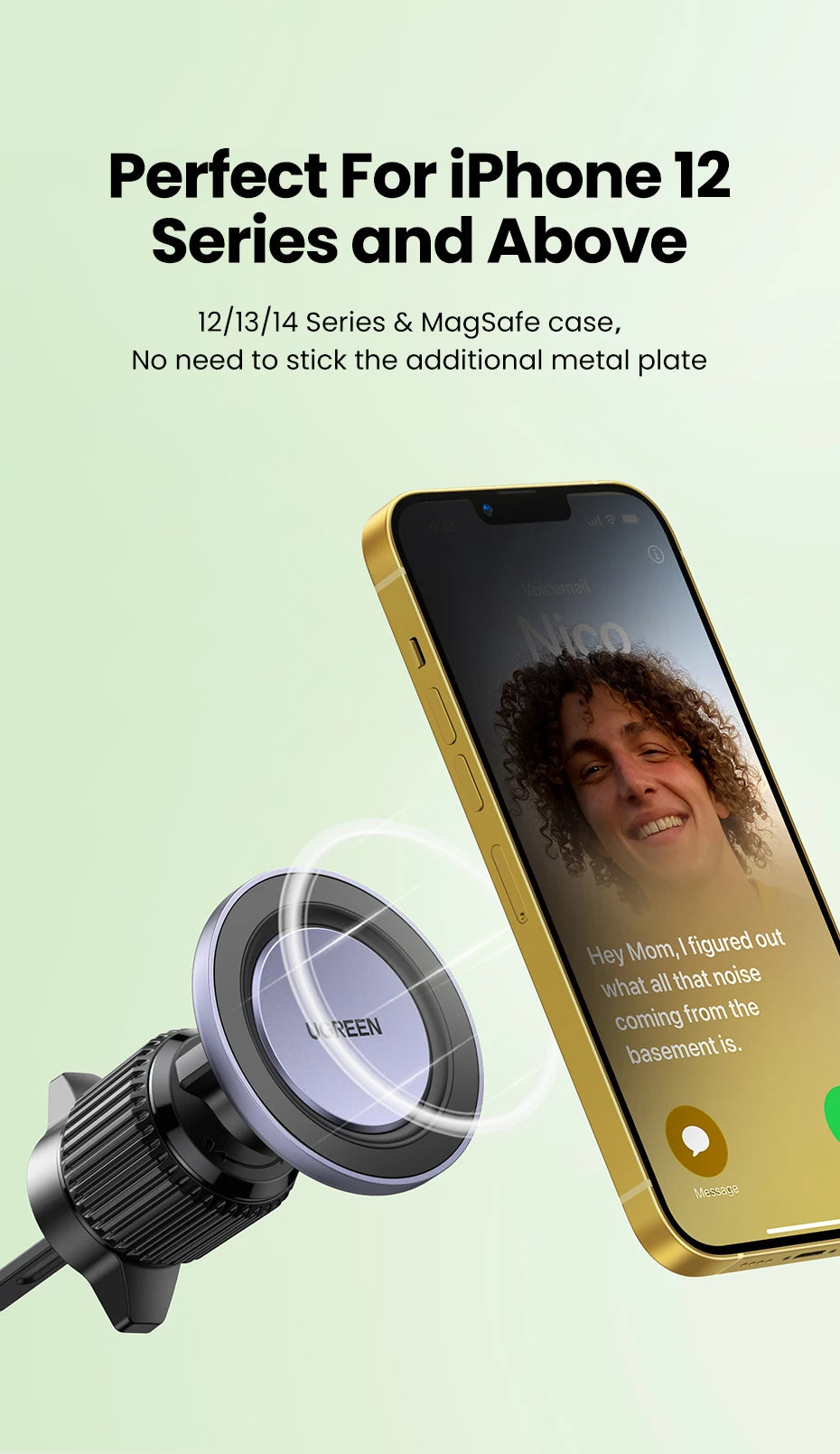 UGREEN Magnetic Car Phone Holder – MagSafe Compatible