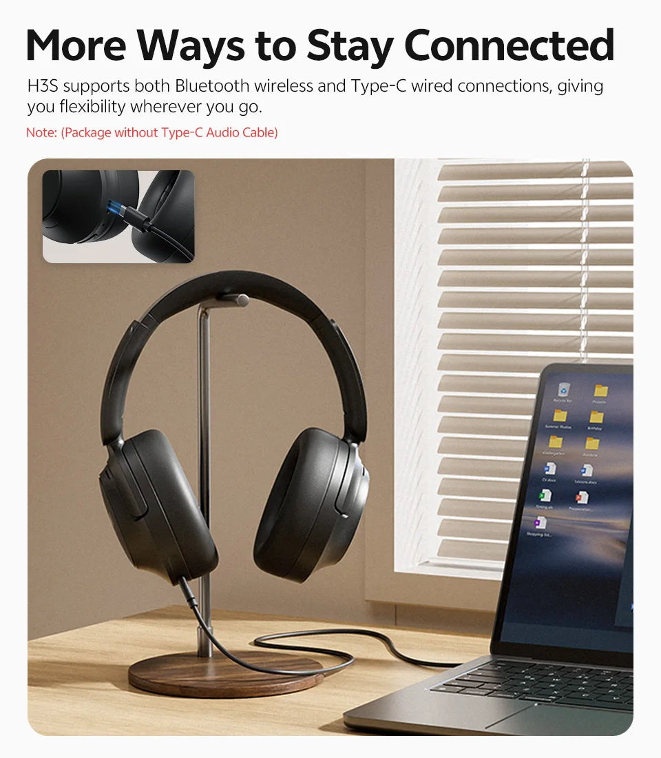 QCY ANC Wireless Headphone H3S 56dB Noise Canceling Hi-Res 3D Spatial Audio Earphone with LDAC Bluetooth 6.0 Over Ear Headset