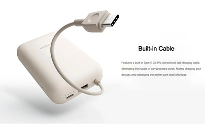 Xiaomi 10000mAh Pocket Power Bank – 22.5W Fast Charge, Built-In USB-C Cable, Triple Output