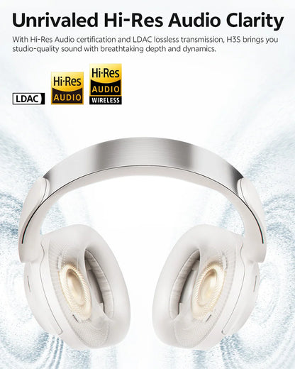 QCY ANC Wireless Headphone H3S 56dB Noise Canceling Hi-Res 3D Spatial Audio Earphone with LDAC Bluetooth 6.0 Over Ear Headset