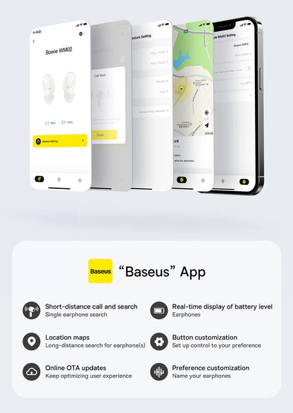 Baseus WM02 True Wireless Earbuds – Bluetooth 5.3, 25Hr Battery, Built-In Mic, USB-C