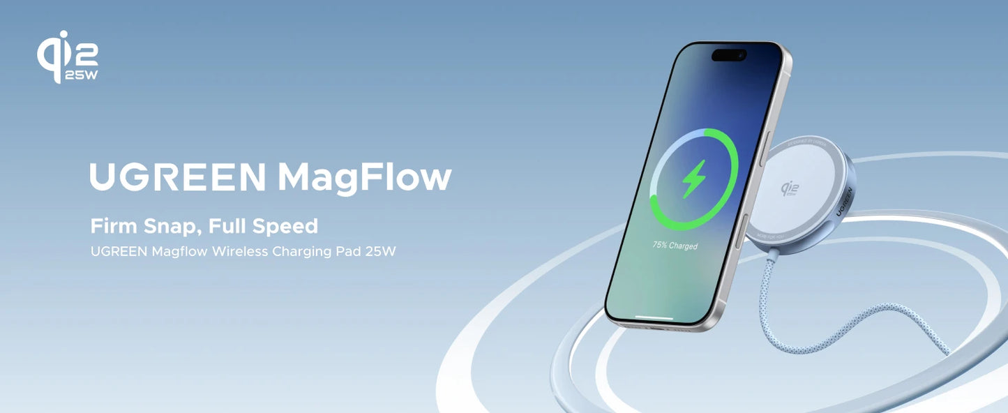 UGREEN Magflow 25W Qi2 Wireless Charging Pad – iPhone 16 & 17
