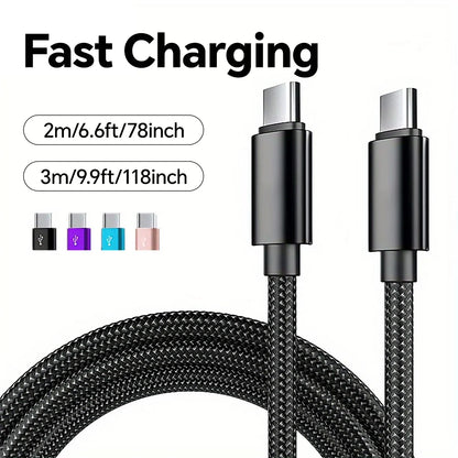 66W USB-C Fast Charging Cable – Nylon Braided, 1m / 2m / 3m