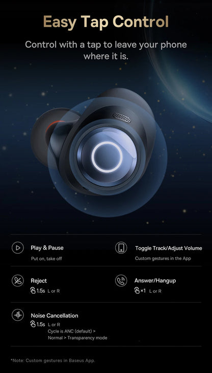 Baseus Bowie MA10 Pro ANC Earbuds – 48dB Hybrid ANC, Bluetooth 5.3, 40Hr Battery, 4-Mic ENC