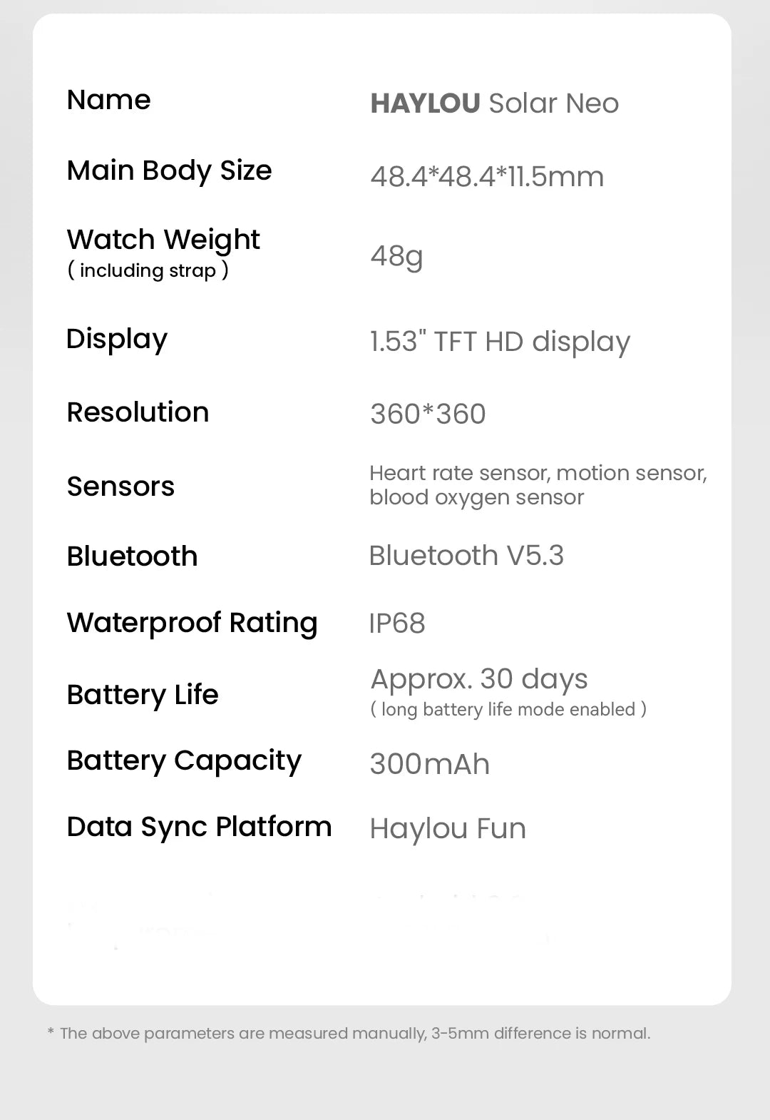 HAYLOU Solar Neo Smartwatch – 1.53" HD Display, 24H Health Monitoring, Bluetooth Calling