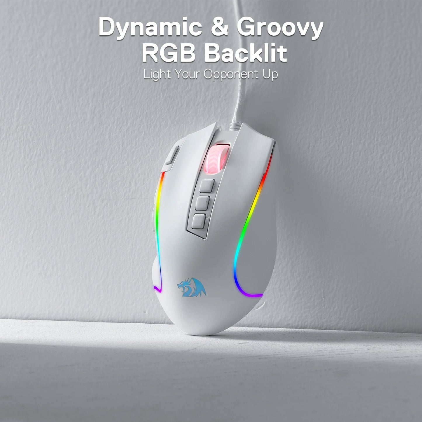 Redragon M612 Predator RGB Gaming Mouse – 8000 DPI, 11 Programmable Buttons, Wired, White