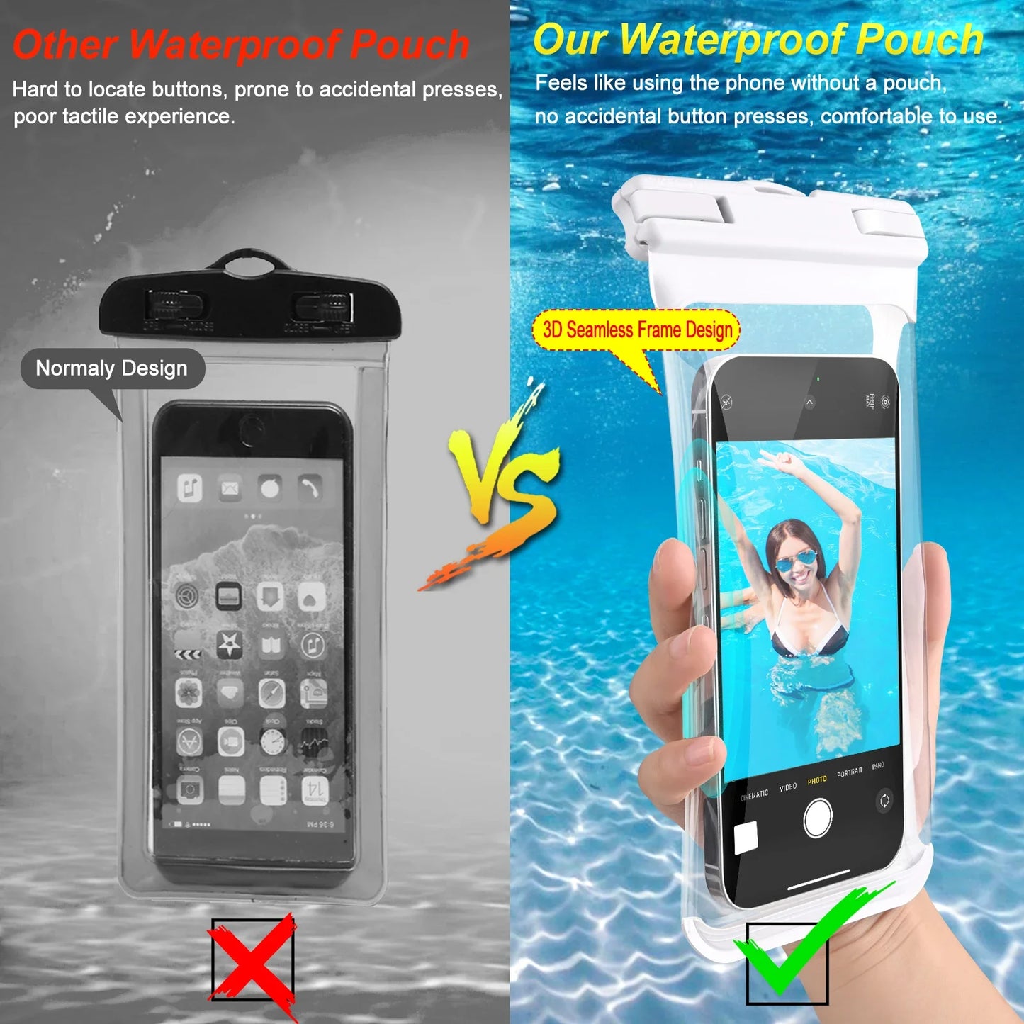 HAISSKY Waterproof Phone Pouch – Clip & Lanyard, Touch Sensitive