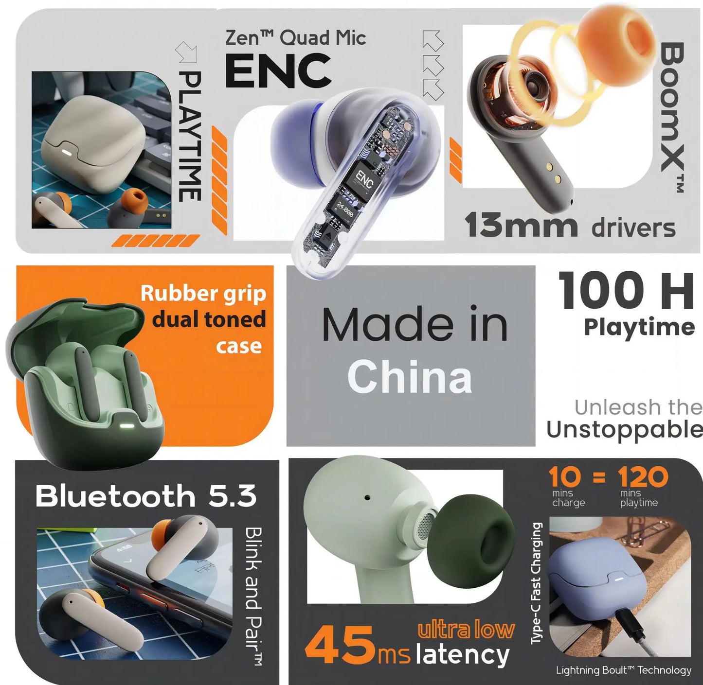 TWS Wireless Earbuds – Bluetooth 5.4, Low Latency Game Mode, Noise Reduction