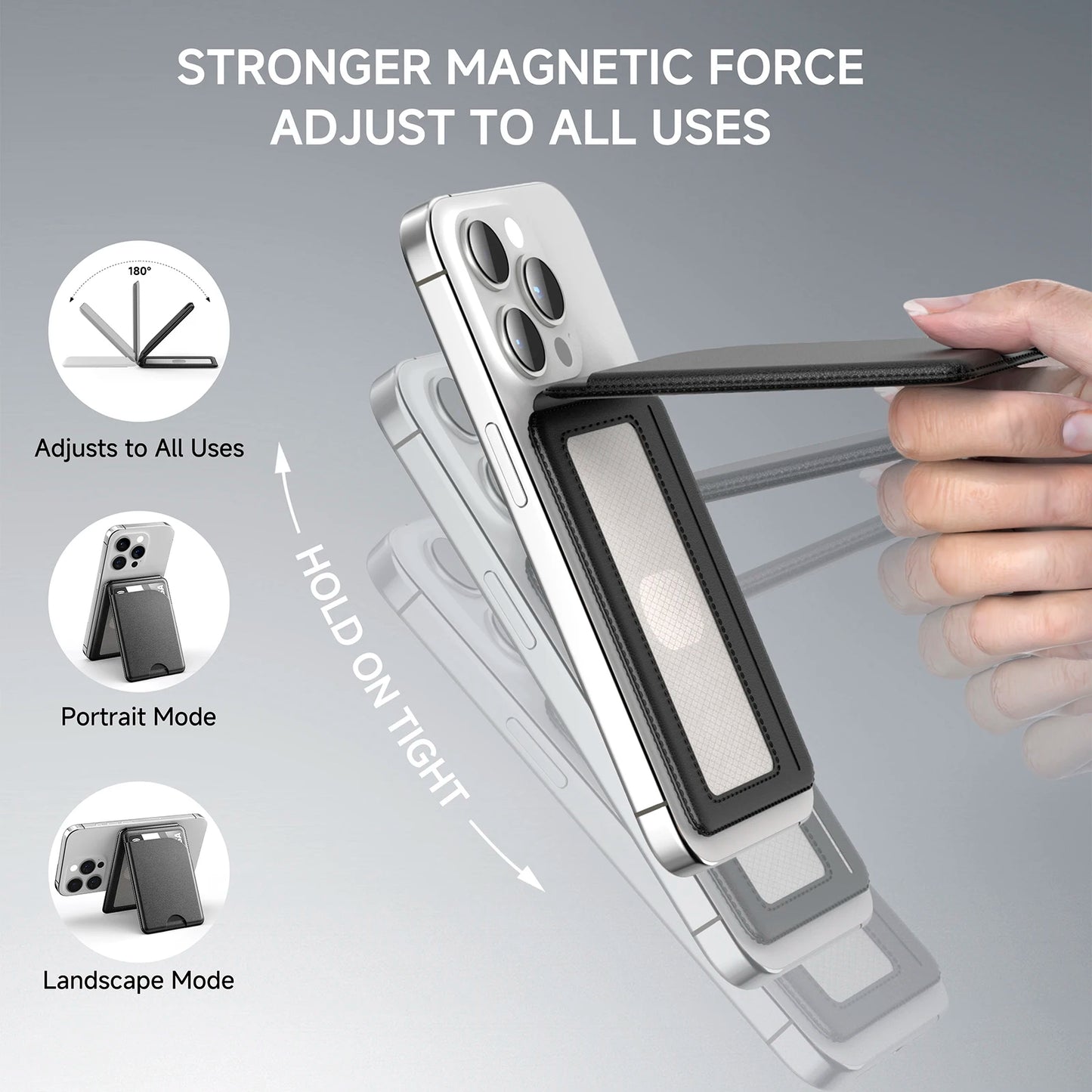 GITFOS Magnetic Wallet Phone Stand – MagSafe Compatible, Leather Card Holder, iPhone 14/15/16/17