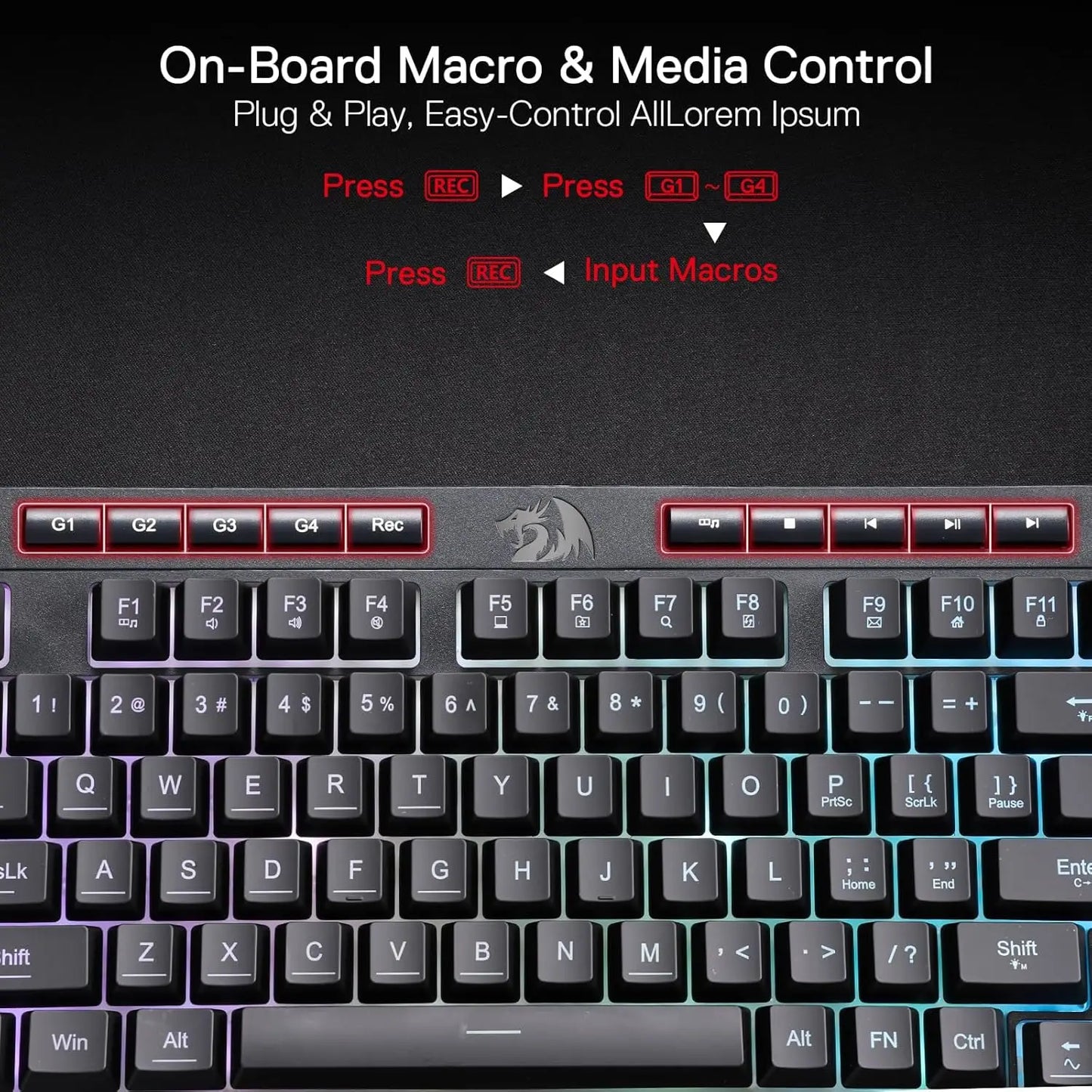 Redragon K515 Shiva RGB Gaming Keyboard – 98 Keys, Smooth Linear Switch, Detachable Wrist Rest