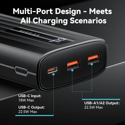 KUULAA Power Bank 22.5W – 10000mAh / 20000mAh, PD Fast Charge, Digital Display, USB-C + USB-A