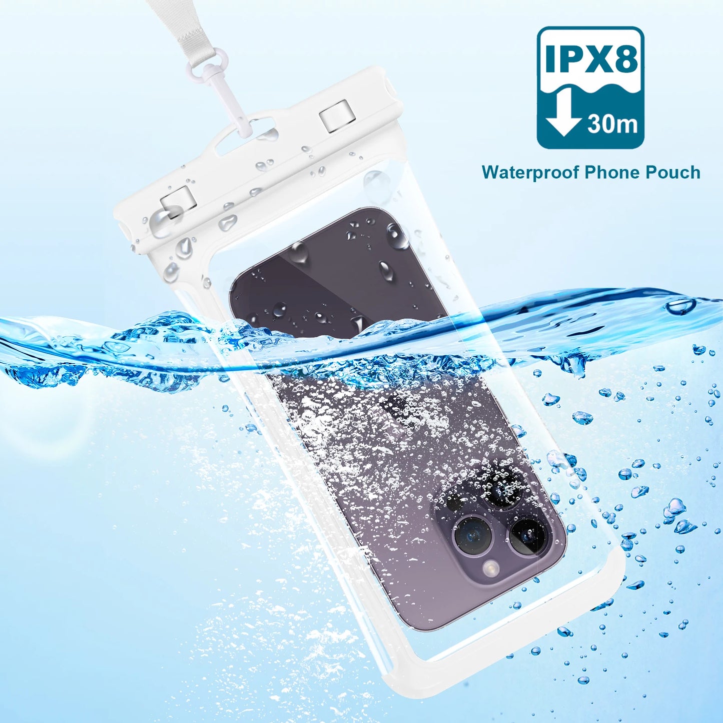 HAISSKY Waterproof Phone Pouch – Clip & Lanyard, Touch Sensitive