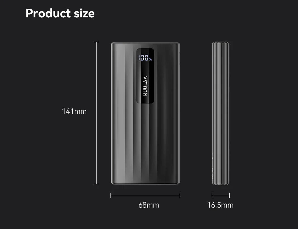 KUULAA Power Bank 22.5W – 10000mAh / 20000mAh, PD Fast Charge, Digital Display, USB-C + USB-A