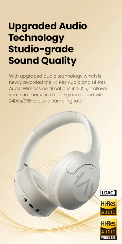 HAYLOU S30 ANC Over-Ear Headphones – 43dB Adaptive ANC, LDAC Hi-Res, 80Hr Battery, Memory Foam