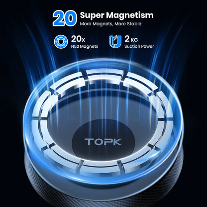TOPK 360° Magnetic Car Phone Mount – 20 Strong Magnets