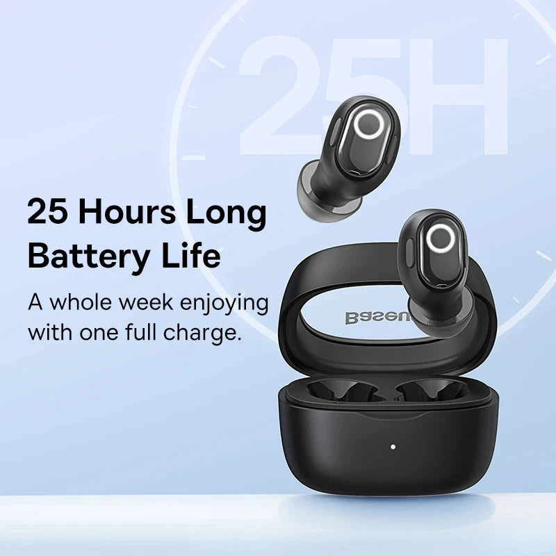 Baseus WM02 True Wireless Earbuds – Bluetooth 5.3, 25Hr Battery, Built-In Mic, USB-C