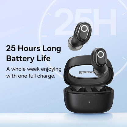 Baseus WM02 True Wireless Earbuds – Bluetooth 5.3, 25Hr Battery, Built-In Mic, USB-C