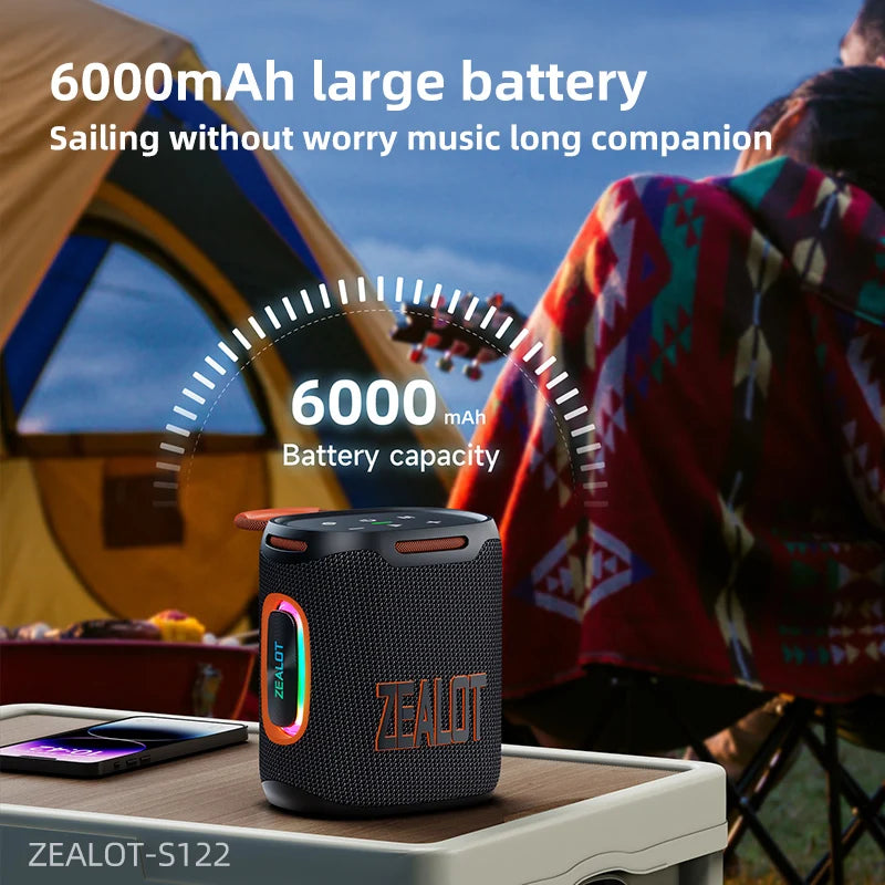 ZEALOT S122 25W Portable Bluetooth Speaker – IPX6 Waterproof, HiFi Stereo, TWS, 20Hr Battery