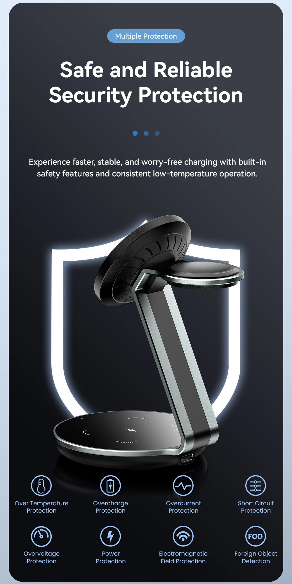 Essager 3-in-1 Magnetic Wireless Charging Stand – iPhone, Watch & AirPods