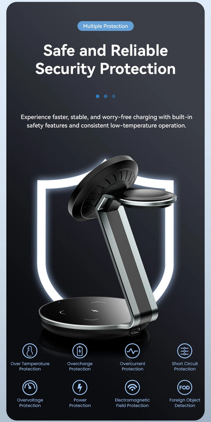 Essager 3-in-1 Magnetic Wireless Charging Stand – iPhone, Watch & AirPods