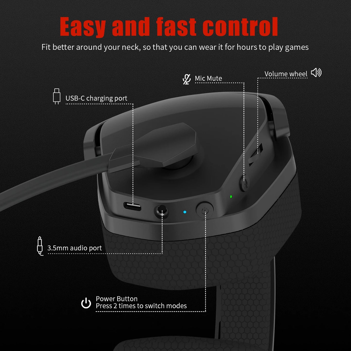 NUBWO G06 Dual Wireless Gaming Headset – 2.4G & Bluetooth, 7.1 Surround, ENC Mic, PC PS4 PS5