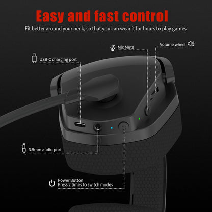 NUBWO G06 Dual Wireless Gaming Headset – 2.4G & Bluetooth, 7.1 Surround, ENC Mic, PC PS4 PS5