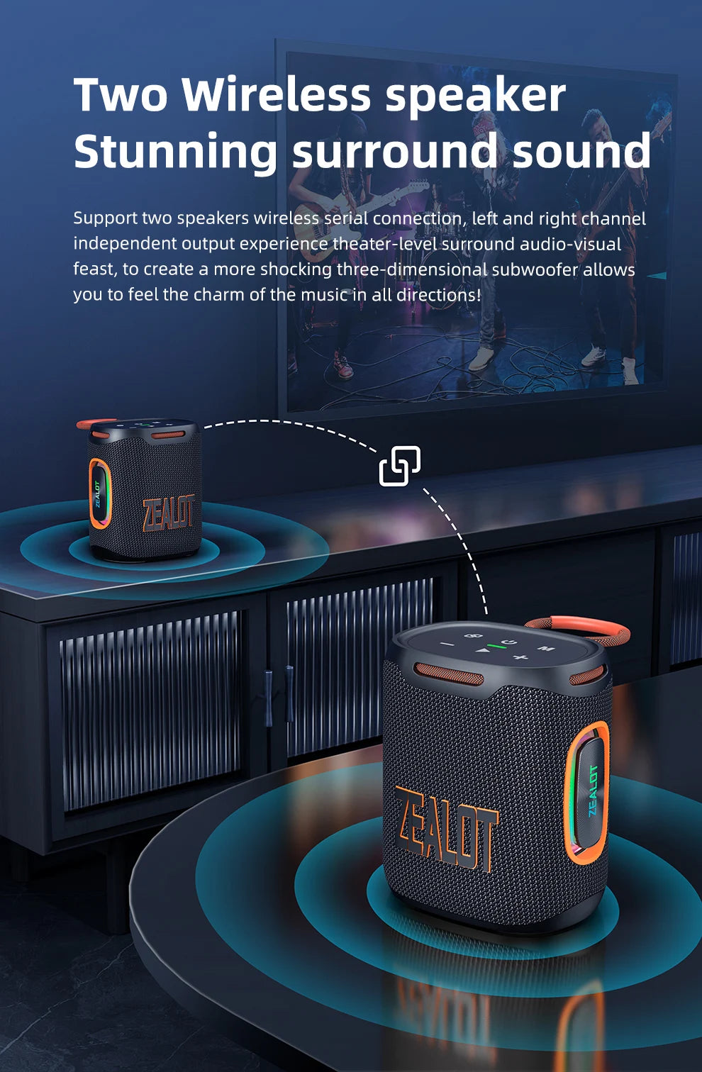 ZEALOT S122 25W Portable Bluetooth Speaker – IPX6 Waterproof, HiFi Stereo, TWS, 20Hr Battery