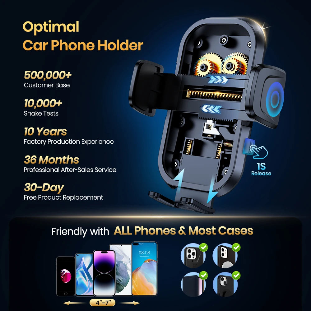 TOPK 4-in-1 Car Phone Holder – Dashboard, Windscreen & Air Vent Mount, Universal Fit