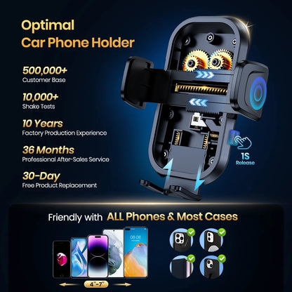 TOPK 4-in-1 Car Phone Holder – Dashboard, Windscreen & Air Vent Mount, Universal Fit
