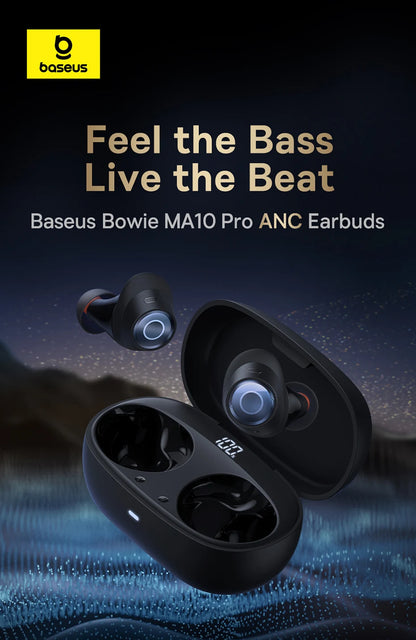 Baseus Bowie MA10 Pro ANC Earbuds – 48dB Hybrid ANC, Bluetooth 5.3, 40Hr Battery, 4-Mic ENC