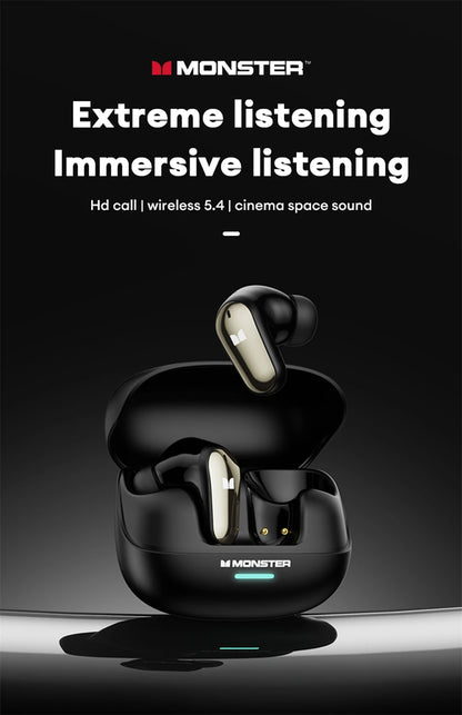 Monster MQT52 Wireless Earphones – Bluetooth 5.4 | 24Hr Battery | Gaming Mode