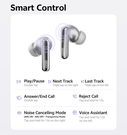 QCY MeloBuds N70 Wireless Earbuds – Adaptive ANC, LDAC Hi-Res, 50H Battery