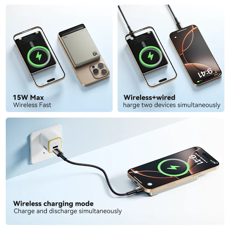 KUULAA 10,000mAh Magnetic Wireless Power Bank — 20W Fast Charging, MagSafe Compatible