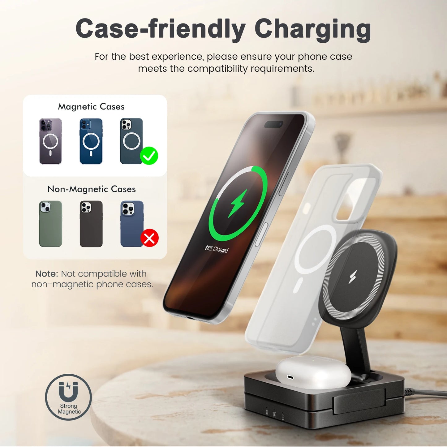 3-in-1 Foldable Magnetic Wireless Charging Station – Travel Ready
