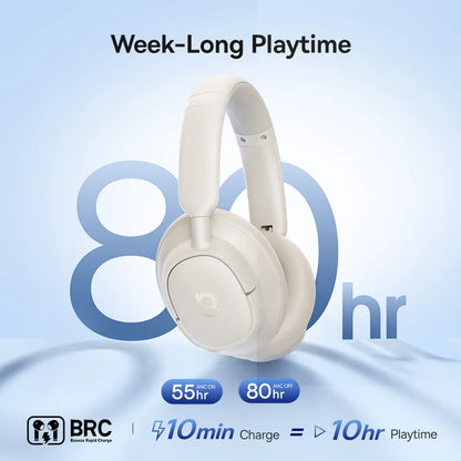 Baseus Bass EH10 NC ANC Headphones  -45dB Noise Cancelling, Bluetooth 6.0, 80Hr Battery, Spatial Audio