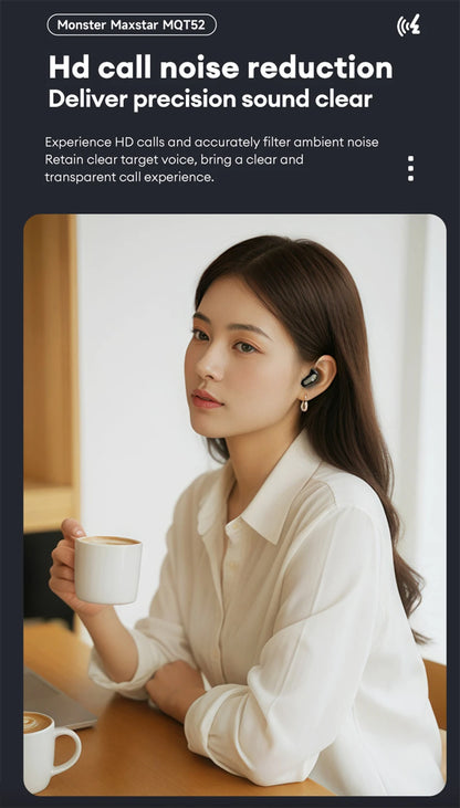 Monster MQT52 Wireless Earphones – Bluetooth 5.4 | 24Hr Battery | Gaming Mode