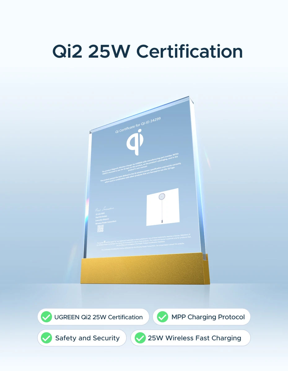 UGREEN Magflow 25W Qi2 Wireless Charging Pad – iPhone 16 & 17
