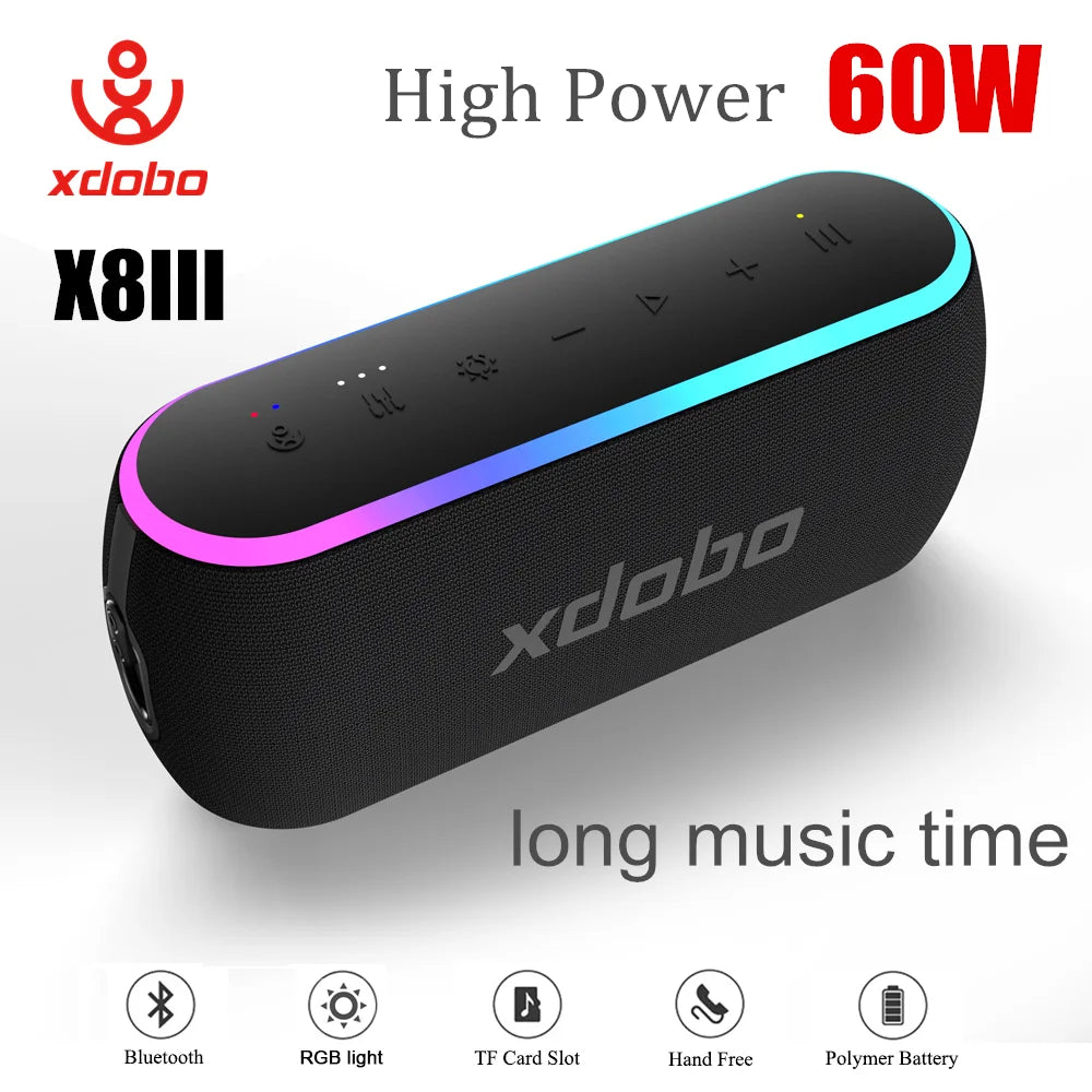 XDOBO X8 III 60W Portable Bluetooth Speaker – Deep Bass, IPX7, 6600mAh Power Bank
