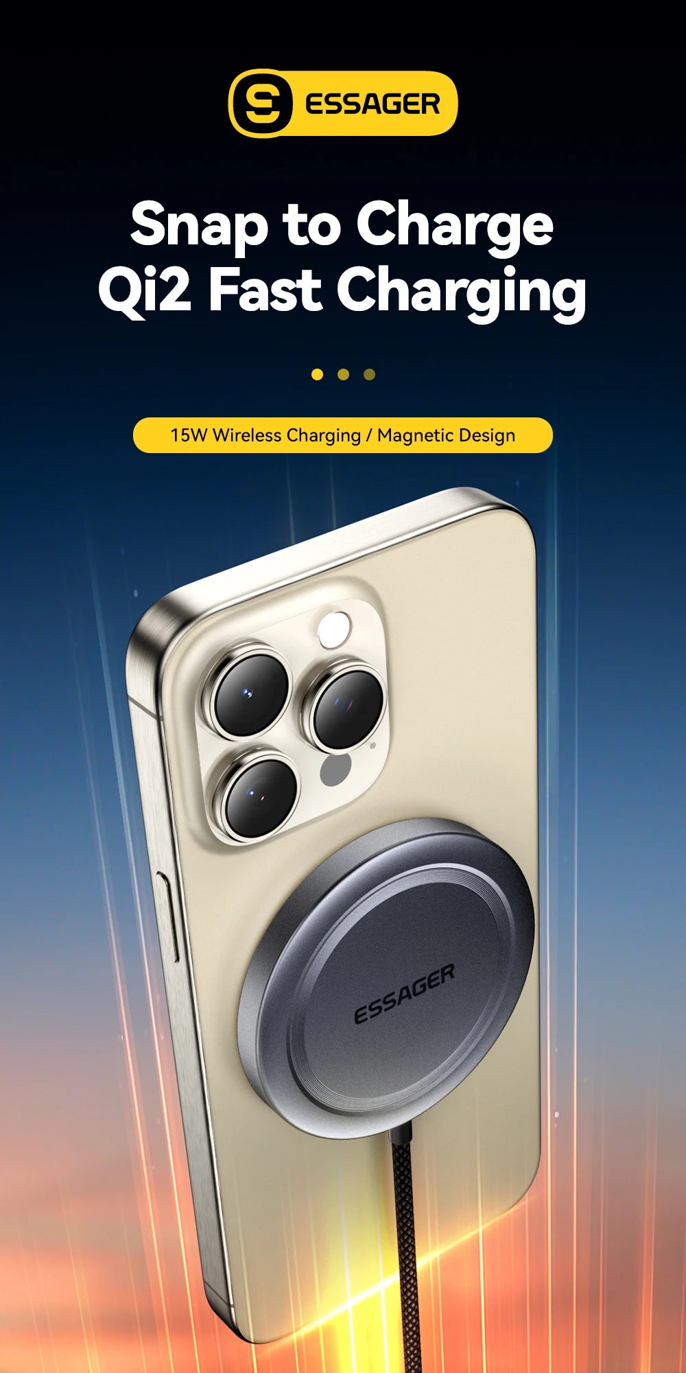 Essager 15W Qi2 Magnetic Wireless Charger Stand