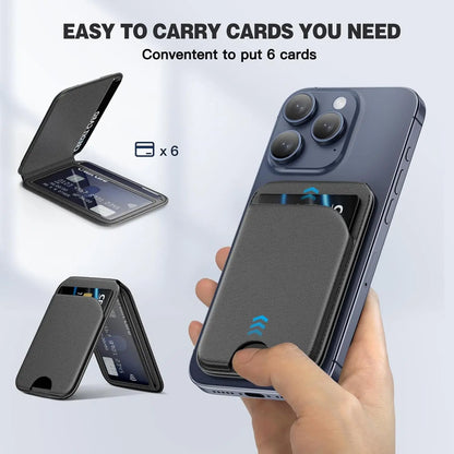 GITFOS Magnetic Wallet Phone Stand – MagSafe Compatible, Leather Card Holder, iPhone 14/15/16/17