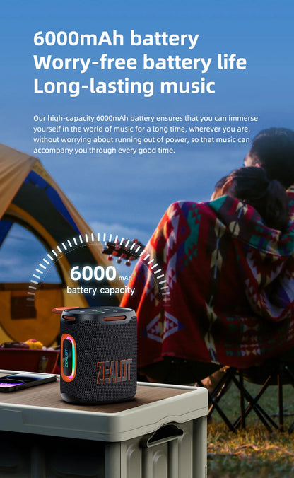 ZEALOT S122 25W Portable Bluetooth Speaker – IPX6 Waterproof, HiFi Stereo, TWS, 20Hr Battery