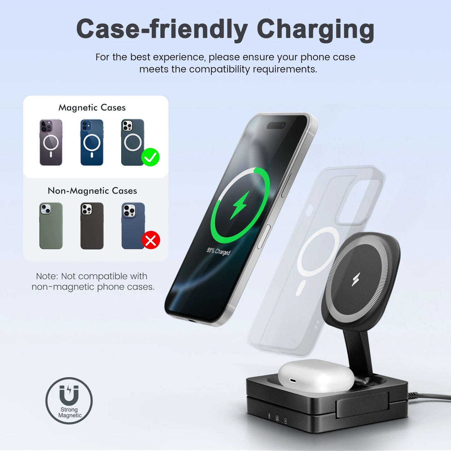 3-in-1 Foldable Magnetic Wireless Charging Station – Travel Ready