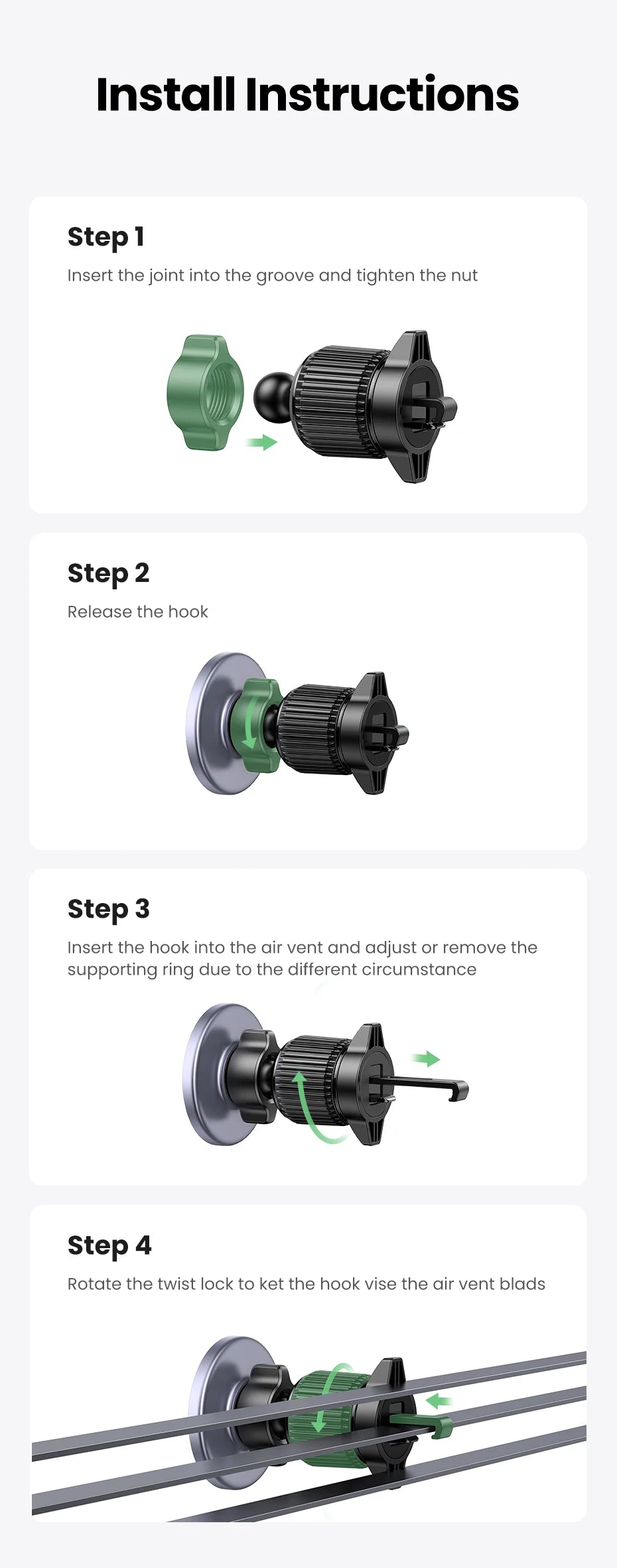 UGREEN Magnetic Car Phone Holder – MagSafe Compatible