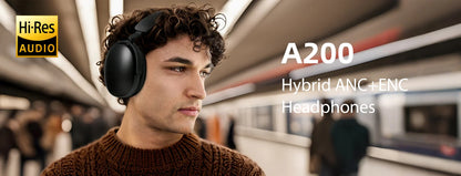 Oneodio SuperEQ A200 Wireless Over-Ear Headphones – ANC, Hi-Res Audio, 100H Battery