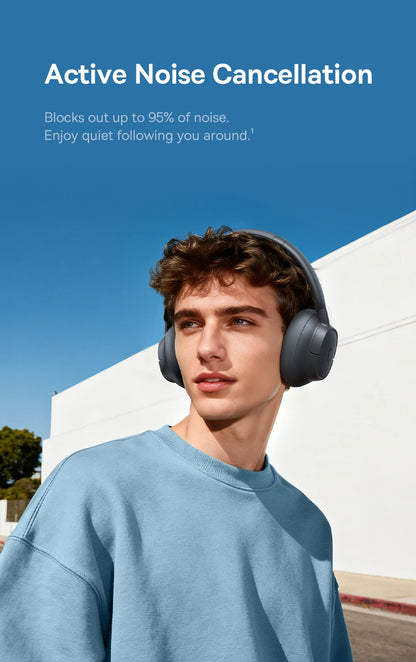 Baseus Bass EH10 NC ANC Headphones  -45dB Noise Cancelling, Bluetooth 6.0, 80Hr Battery, Spatial Audio