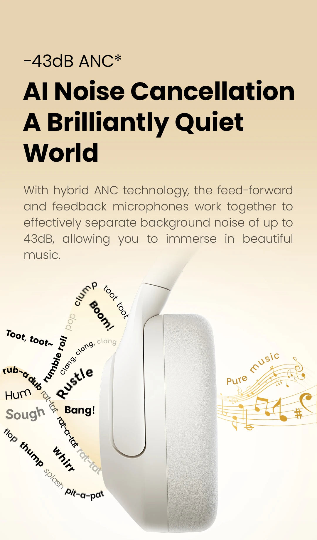 HAYLOU S30 ANC Over-Ear Headphones – 43dB Adaptive ANC, LDAC Hi-Res, 80Hr Battery, Memory Foam
